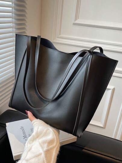 两件套纯色大容量单肩手提包和手拿包，采用PU皮革材质，适合女孩/女士日常使用、工作和购物，也可作为母女装，是母亲节的最佳礼物。这款背包轻便易携，容量大，适合青少年女孩、女大学生，也适用于办公室、大学、高中、工作、商务和通勤等场合。