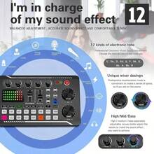 Live Sound Card And Audio Interface With DJ Mixer Effects And Voice Changer,Podcast Production Studio Equipment,Prefect For Streaming/Podcasting/Gaming(1200mAh Battery)