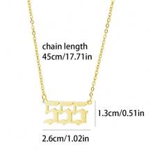 1個金色天使數字555項鍊,不銹鋼數字吊墜 - 金黃色 - 查看 2