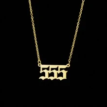 1個金色天使數字555項鍊,不銹鋼數字吊墜 - 金黃色 - 查看 1