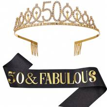 Một bộ Của Đồ Trang Trí Sinh Nhật Thích hợp Dành cho Cô gái 40 , 50 , 60 , 70 , 80 , Và , Bao gồm A Vàng Sinh nhật Vương miện Và Đen Tiệc sinh nhật Quân nhu , Của phụ nữ Quà sinh nhật - màu đen - Xem 13