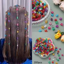 200pcs/Pack Aluminum Hair Rings For Kids' Braids, Colorful Hair Accessories For Girls