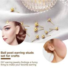 80 chiếc Trái bóng Hoa tai Trụ Bộ dụng cụ ( 40pcs 5mm Trái bóng Và 40pcs Loại bướm ) Để làm đồ trang sức DIY , Màu bạc & Vàng - 80 miếng-Bạc & Vàng - Xem 6