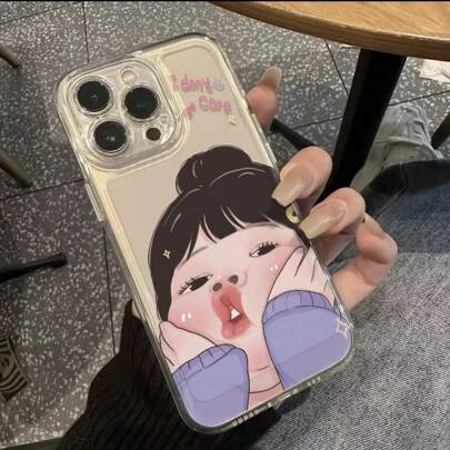 Funda de teléfono con estampado de niña linda con manzana, compatible con iPhone 15, 14, 13, 12, 11 Pro Plus Max X XR XSMax 7/8 7Plus/8Plus, S21 S22 S23 S24 S25, regalo de cumpleaños para amigos o para uno mismo, resistente al agua, a los golpes, a las caídas y a los arañazos