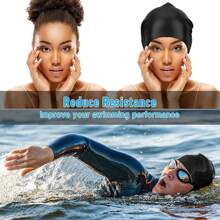 Long Hair Swim Cap - Swimming Caps For Women Men - Extra Large Swim Caps - Waterproof Silicone Swim Cap - Dreadlocks Braids Afro Hair Extensions Weaves (Blue), Beach Essentials, Beach Accessories, Pool Float - Blue - View 5