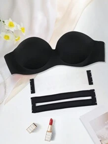 Thin Material Glossy Strapless Bra With Push Up, Slip Resistance, Side Support And Invisible Strap For Wedding Dress, Lingerie