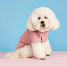 1 pieza Camisa interior con adorno de cierre de pana para mascotas, adecuada para gatos/perros pequeños, para primavera al aire libre - Rosa - Ver 5