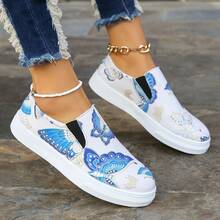 2024流行的透氣平底時尚舒適女款休閒運動鞋 - 白色 - 查看 3