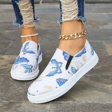 2024流行的透氣平底時尚舒適女款休閒運動鞋 - 白色 - 查看 5