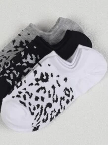 6 Paia/set Calzini Da Donna Senza Visibilità, Rasoterra, Anti-scivolo E Anti-sudore Con Stampa Leopardo Multicolore
