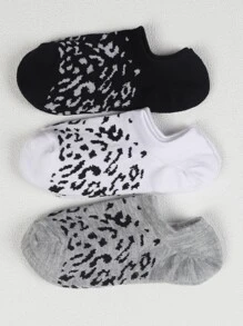 6 Paia/set Calzini Da Donna Senza Visibilità, Rasoterra, Anti-scivolo E Anti-sudore Con Stampa Leopardo Multicolore