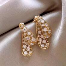 1 對時尚水滴形水鑽吊墜耳環,正面和背面佩戴,獨特高端耳環,適合女士日常場合 - 前後兩戴 - 查看 4