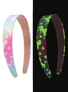 1入流orescent糖果色星星頭帶,簡單多功能的頭帶,閃閃發光的綠粉色髮飾,適用於日常和戶外活動 - 彩色 - 查看 1