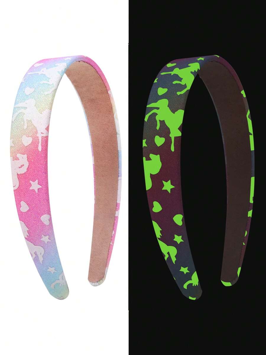 1入流orescent糖果色星星頭帶,簡單多功能的頭帶,閃閃發光的綠粉色髮飾,適用於日常和戶外活動 - 彩色 - 查看 1