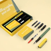 1 Set Calligraphy Pen Kit - 3 Different Nib Sizes And 18 Various Ink Cartridges Set, For Calligraphy Practice, Writing, Letter Writing, Signing - Complete Easy-To-Learn Set For Beginners Back To School