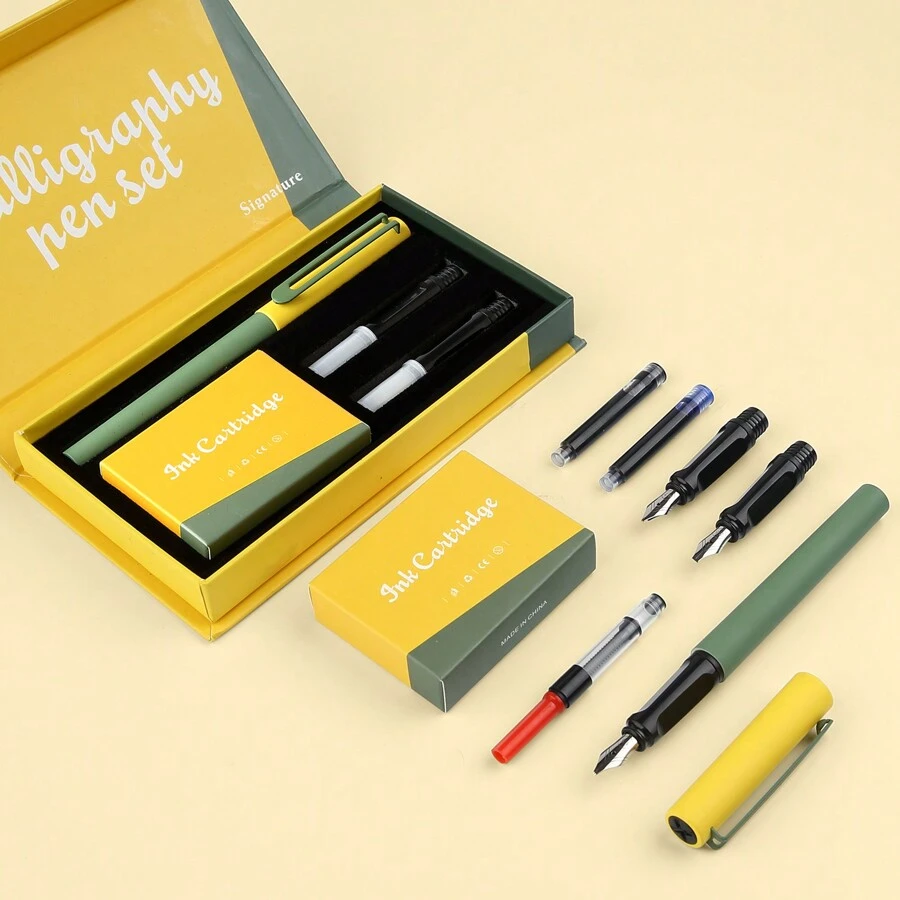 1 Set Calligraphy Pen Set3 Different Size Nibs And 18 Various Ink Well