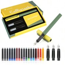 1 Set Calligraphy Pen Kit - 3 Different Nib Sizes And 18 Various Ink Cartridges Set, For Calligraphy Practice, Writing, Letter Writing, Signing - Complete Easy-To-Learn Set For Beginners Back To School