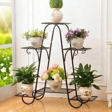 Estanteria para Macetas Metalica, Soporte Macetas Exterior Estante Decorativo de Hierro Estanteria Metalica para Plantas Interior Jardín Balcon Terraza con 6 Niveles - Negro - Ver 2