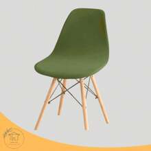 01 Capa De Cadeira Charles Eiffel Nordic Eames Luxo De Malha Gel Premium - Verde Oliva - Visão 3