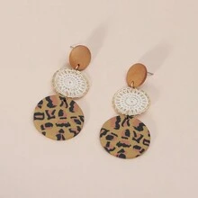 1 đôi Phong cách Bohemian Gốm mềm Bện Lưới Thiết kế Hoa tai - Cà phê - Xem 3