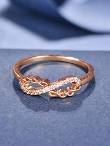 1個女性閃亮鑽石時尚禮物戒指 - 玫瑰金 - 查看 3