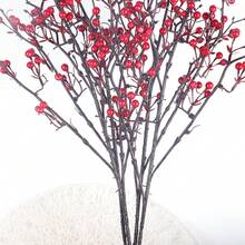 1pc Chinese Style Artificial Flowering Fruit Branch, Living Room Decor - Red - View 6