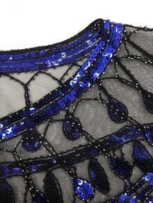 1pc Women's Evening Shawl Glitter Top Retro Lightweight Sequined Poncho Fur Capelet - Multicolor - View 4