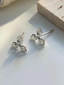 1 đôi Đúng mốt 925 sterling bạc Cỏ ba lá Lá cây & Khối Zirconia  Bông tai stud Như Ngày lễ tình nhân Qủa tặng Đối với Bạn gái - YW1638 - Xem 3