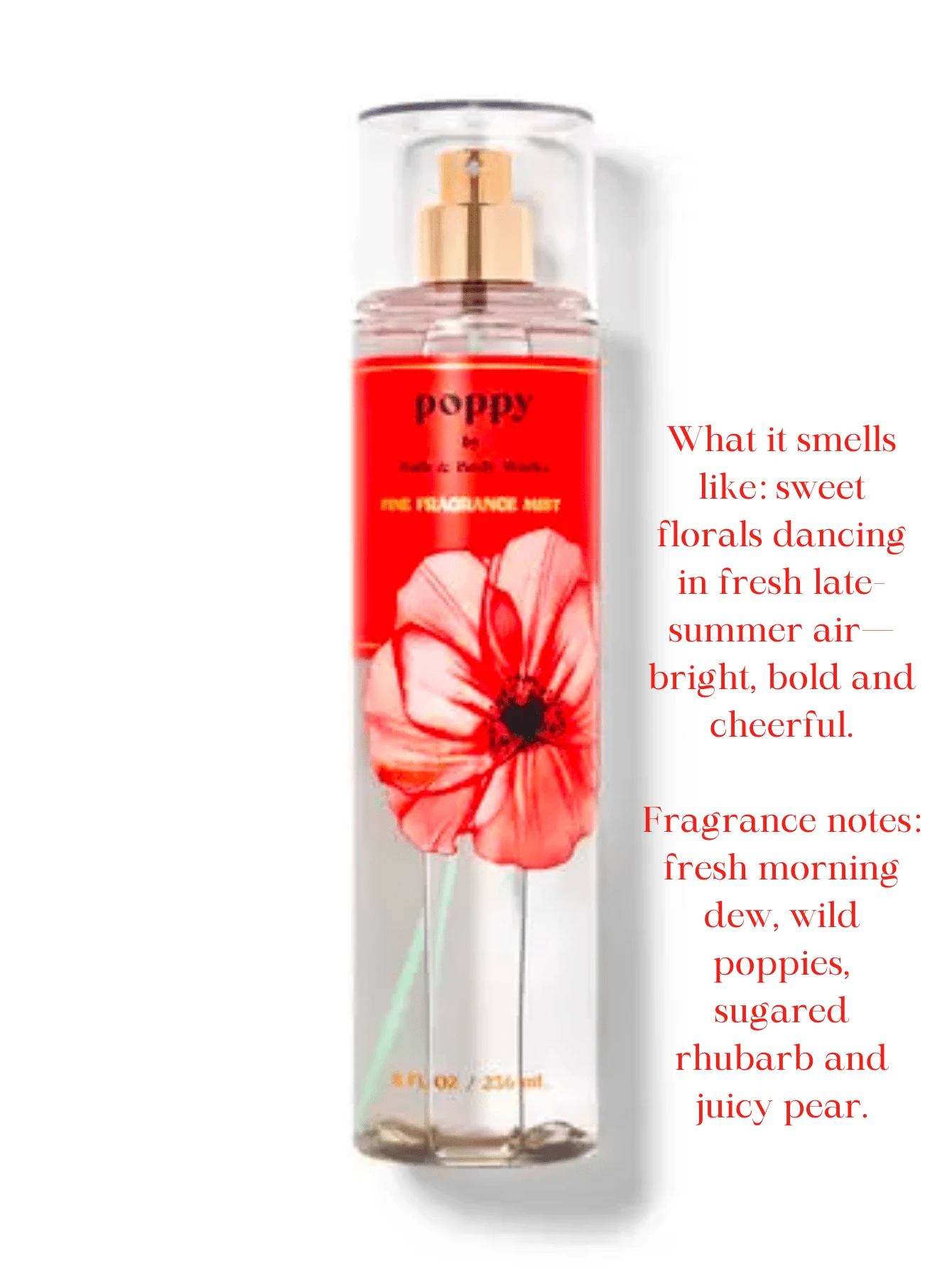 Bath And Body Works Spray Corporal Fragancia De Bruma Corporal - Amapola - Ver 1