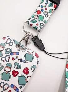 1pc Doctor Work Permit Lanyard Clear Dual Sided Card Holder, Transport Work Permit Card Case, Key Lanyard. Great Gift For Teachers & Doctors Casual Car Accessories Bag Charm Backpack For School