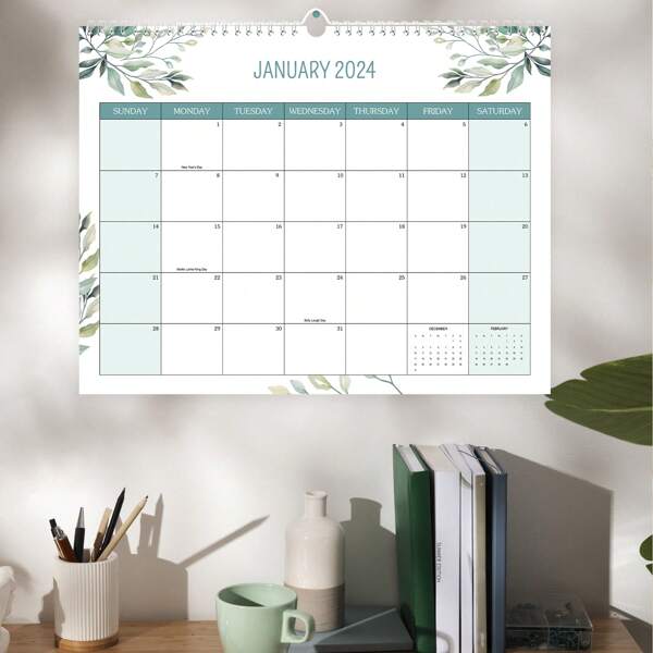 2024 Calendar 12 Months Desktop/Wall Calendar From Jan 2024 To Dec