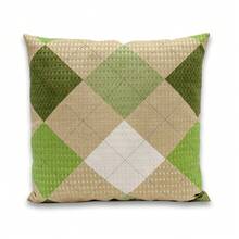 Kit 4 Capas de Almofada 40cmx40cm Piquet Favinho Lisas e Estampadas - Patchwork/ Verde - Visão 2