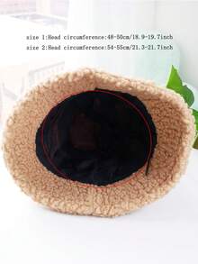 兒童冬季加厚羊皮桶帽，男女兼用 - 卡其色 - 查看 2