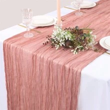 1pc Cheese Cloth Table Runner, Bohemian Gauze Cheesecloth Table Cloth With Country Style Transparent Placemat, Suitable For Wedding, Baby Shower, Birthday Or Holiday Party Cake Table Decoration, Romantic Banquet Table Decoration Chiffon Table Runner