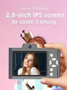 1只數位相機,支援32gb記憶卡,4600萬像素,1080p,8倍數位三檔定時,2.8英寸前後置雙鏡頭便攜式數位相機,適合初學者和學生作為禮物-藍色 - 藍色 - 查看 4