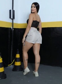 Women Shorts - 米色 - 查看 3