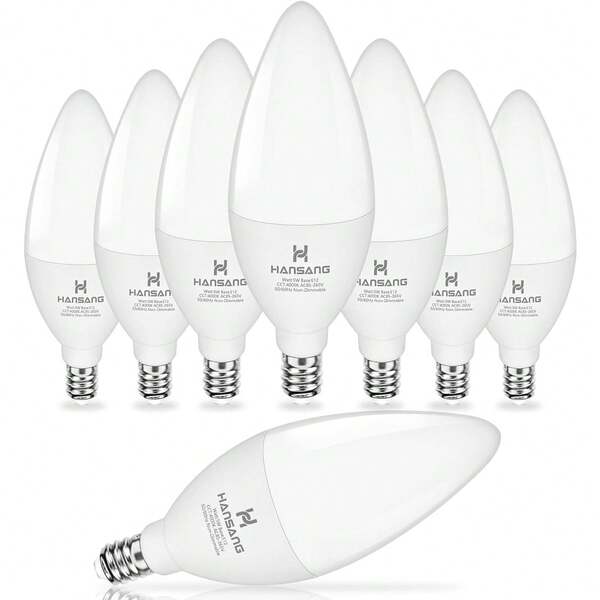 Hansang 8Pack LED E12 Chandelier Light Bulbs, Type B Light Bulbs 5W