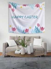 1入組復活節節慶印花掛毯 - 藍白色 - 查看 4