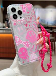 1入組微笑臉充氣式手機殼含掛繩，適用於iPhone