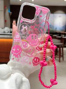 1入組微笑臉充氣式手機殼含掛繩，適用於iPhone