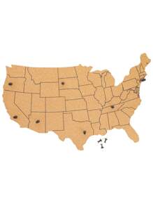 JUVALE Cork Board Map Of The United States With 10 Pins To Mark Travels, Home And Office Wall Decor- Continental USA Cork Board (16 X 10 X 0.3 In) - 棕色 - 查看 4