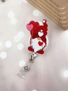 1個可愛的亞克力心形老人縮卡卡,適用於化妝、工作id卡、識別證、禮物 - 紅色 - 查看 16