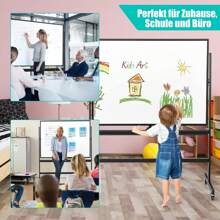 120x90cm Mobiles Whiteboard mit Ständer & Flipchart, Höhenverstellbares doppelseitiges Whiteboard mit abschließbaren Rollen, um 360° drehbare magnetische Tafel mit Alurahmen & Zubehör(Schwarz) - Schwarz - Übersicht 3