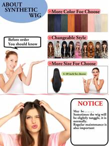 Women's Synthetic Hair Band Wig, Straight Synthetic Wig, Long Mixed Brown Wig - Piano Color - View 10