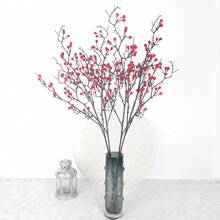 1pc Chinese Style Artificial Flowering Fruit Branch, Living Room Decor - Red - View 1