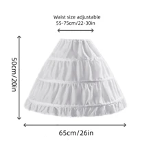 1pc Short 3 Hoops Skirt Petticoat, Or Extra Large 6 Hoops Long Skirt Petticoat With Adjustable Waist, Wedding/Bridal Crinoline Underskirt, Costume Accessory For Formal Party, Prom, Lolita Dress Fall Clothes For Women - White - View 4