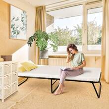 MAMIZO 75" X 31" Folding Bed,Rollaway Bed With Mattress For Adults,Foldable Bed,Portable Bed,Metal Bed Frame With Memory Foam Mattress, Guest Bed For Bedroom,Office,Camp,No Assembly Required,(75" X 31"X14") - 白色 - 查看 2