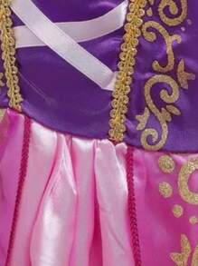 Encantador Disfraz de Princesa Rapunzel para Niñas, Vestido Morado con Accesorios Brillantes, Ideal para Cosplay y Fiestasy - Albaricoque - Ver 7