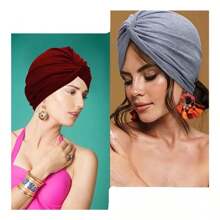 4 Turbantes, Gorros Oncológicos Modernos, Simples para Dama, Mujer Quimio Alopecia - Multicolor - Ver 3