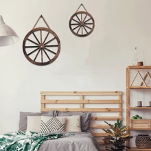 1 pieza Decoración de rueda de vagón de madera de estilo vintage occidental para primavera, decoración del hogar, decoración de la habitación, decoración de pared